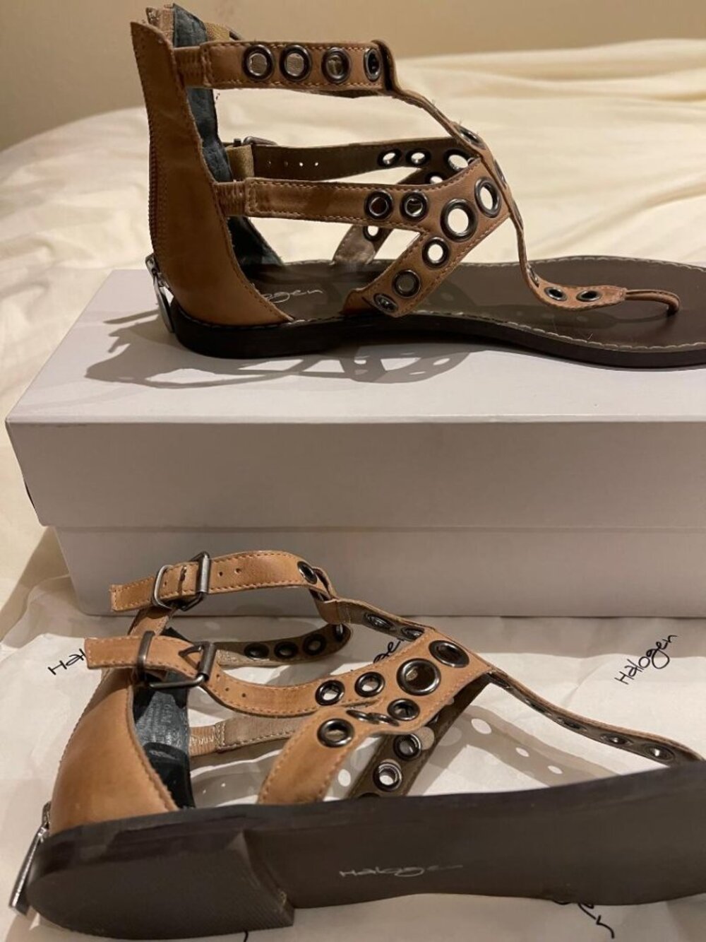 Halogen Tan Leather Gladiator Sandals Size 6.5